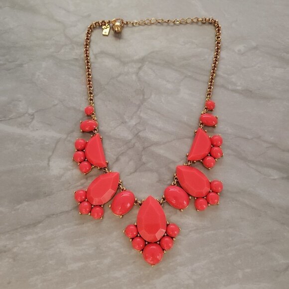 kate spade Jewelry - ✨ Kate Spade Day Tripper Coral Resin Rhinestones Statement Necklace ✨